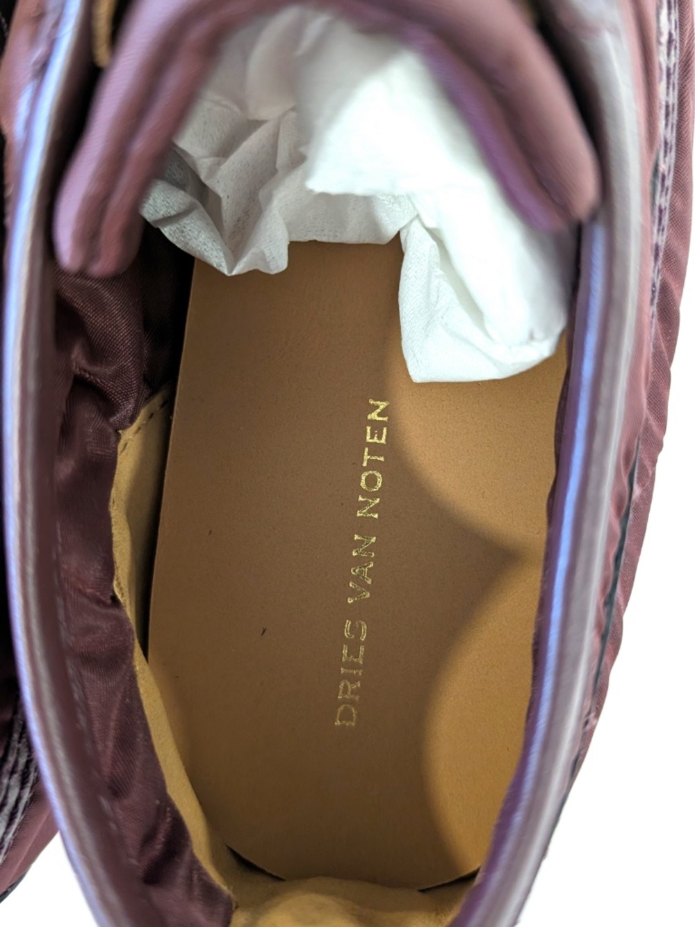 DRIES VAN NOTEN Bordeaux Nylon Sneakers Leather EU 41 US 11 New In Box Luxury - Picture 12 of 15